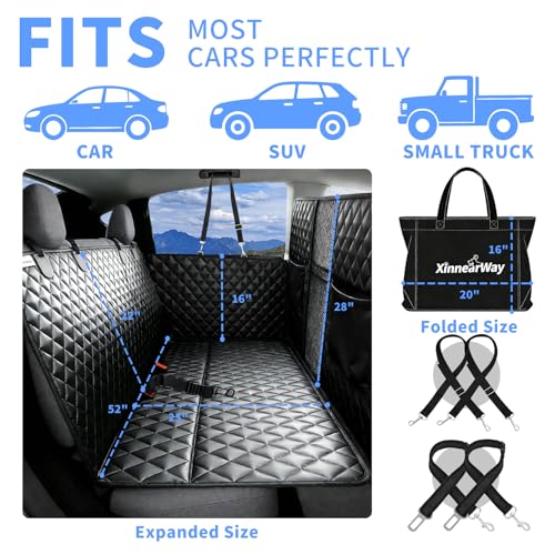 High Barrier Dog Car Seat Cover with Hard Bottom,Mesh Window,Waterproof,Anti Scratch,Safe,Easy to Use and Clean,Holds 330lbs,Foldable Car Seat Protector for Cars,SUVs,Small Pickup Trucks