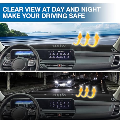 KUST Black Dash Cover Compatible with Kia Seltos 2024 2025 2026 Dashboard Cover Accessories for Seltos Non-Slip Polyester Dashboard Mat Custom Fit Center Console Sunshield Protector No Glare - size: Seltos 24-26(Black)