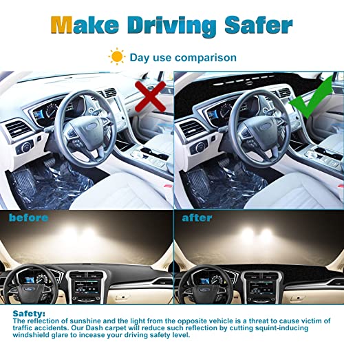 x xotic tech Center Console Dashboard Mat Pre-Cut Non-Slip Sunshield Sun Glare Protector Dash Carpet Pad Black Cover Compatible with Ford Fusion 2013 2014 2015 2016 2017 2018 2019 2020 - color: Compatible with Fusion 2013-2020