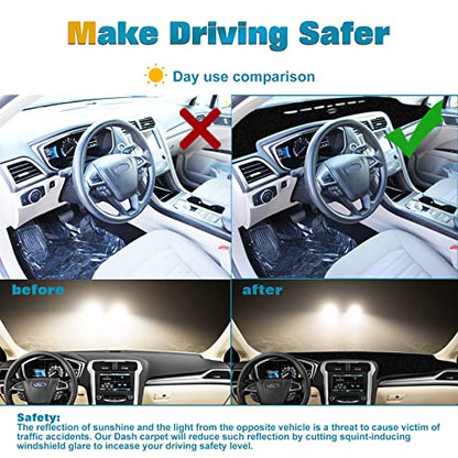 x xotic tech Center Console Dashboard Mat Pre-Cut Non-Slip Sunshield Sun Glare Protector Dash Carpet Pad Black Cover Compatible with Ford Fusion 2013 2014 2015 2016 2017 2018 2019 2020 - color: Compatible with Fusion 2013-2020
