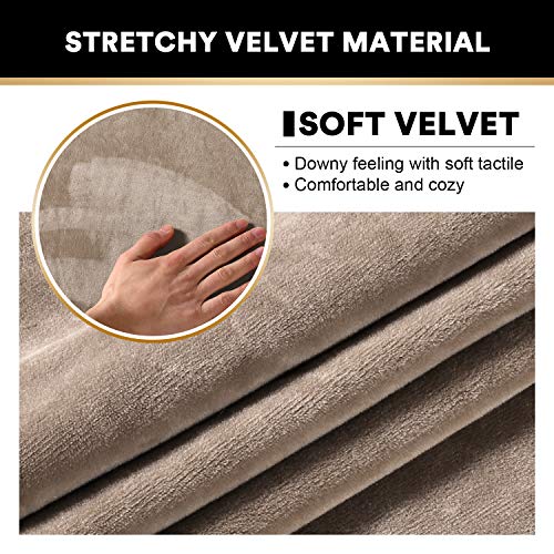 2 Pack Thick Velvet Stretch Armrest Covers for Chairs and Sofas Armchair Covers for Arms Couch Arm Cover Armrest Cover for Sofa Non Slip, Taupe - color: Taupe
