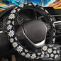 White Daisy Flowers Steering Wheel Cover with 2 Pcs Car Coasters Neoprene Steering Wheel Cover for Women Men Anti-Slip Breathable Car Accessories Universal 15 Inch Fit Auto Cars Trucks - color: White Daisy Flowers