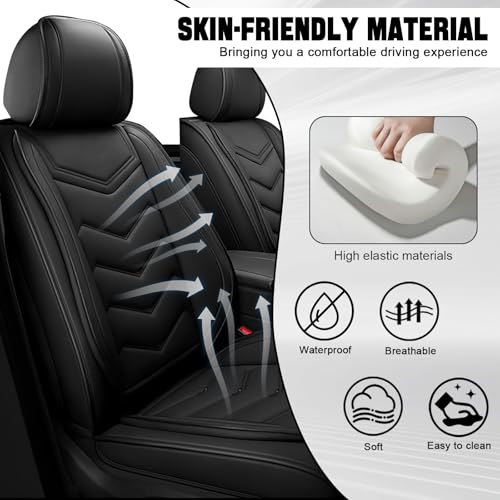 Car Seat Cover for KIA Soul 2010-2025, Driver's Seat Covers,Non-Slip Waterproof seat Cover,Wear-Resistant Nappa Leather car seat Covers. (Standard 2 Seats/Pure Black) - color: Pure Black, size: Standard 2 Seats