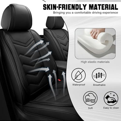 Car Seat Cover for KIA Soul 2010-2025, Driver's Seat Covers,Non-Slip Waterproof seat Cover,Wear-Resistant Nappa Leather car seat Covers. (Standard 2 Seats/Pure Black) - color: Pure Black, size: Standard 2 Seats