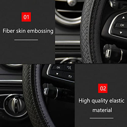 Car Steering Wheel Cover, Steering Wheel Cover for Men and Women, 15 Inch Microfiber Leather Auto Steering Wheel Cover, PU Leather Car Steering Wheel Cover Fit for Most Cars, SUVs, Trucks - color: Black