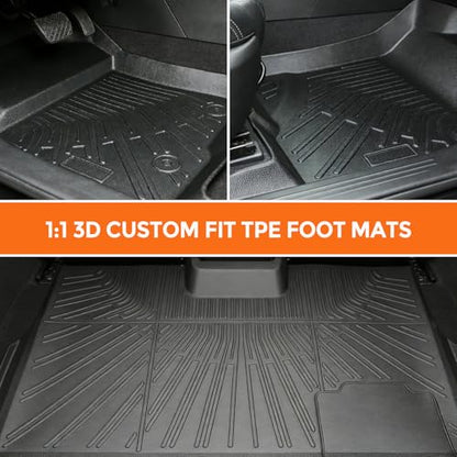 Floor Mats for Ford F-150 F150 SuperCrew/Crew Cab with 1st Row Bucket Seats 2010-2014 (Not for SuperCab or Regular Cab), Heavy Duty TPE All Weather Protection Waterproof Non-Slip (Two-Row Floor Mats) - style: 06) For Ford F-150 F150 SuperCrew/Crew Cab | 2