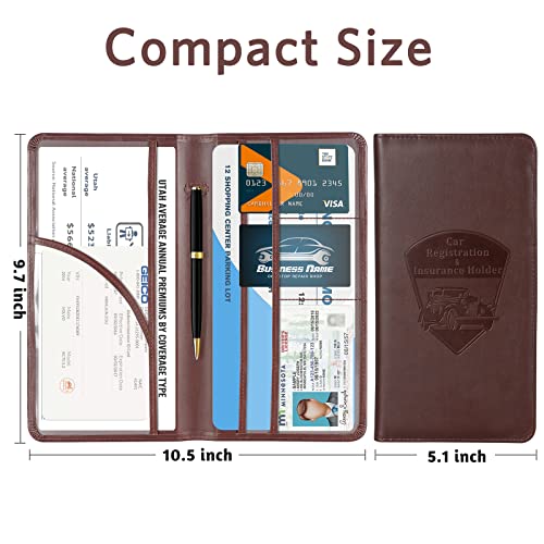 CoBak Premium Faux Leather Car Document Holder with Magnetic Closure and 6 Compartments - color: L-Brown