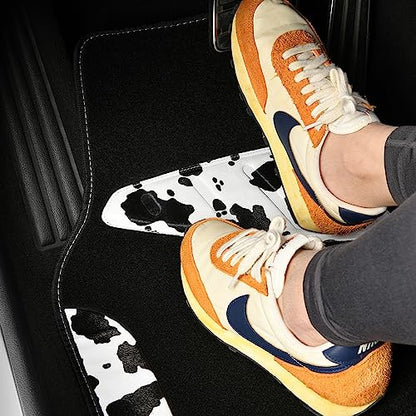 CAR PASS Waterproof Universal 3Pcs Car Floor Mats, Cow Print Car Mats Fit for SUV,Vans,sedans, Trucks,Set of Vehicles Car Carpet with Driver Heel Pad and Nibs Backing, Cute Women Girly (Black White) - color: Cow Print（3Pcs）
