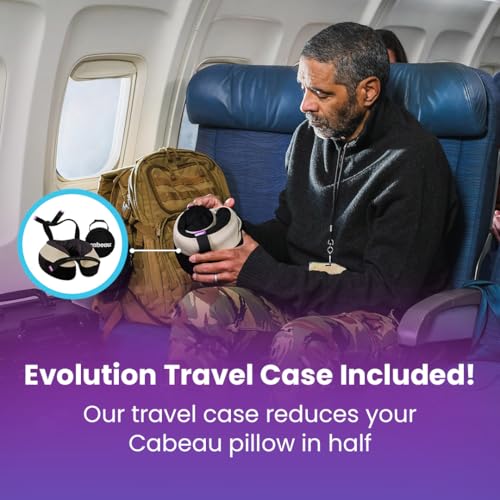 Cabeau Travel Neck Pillows for Airplanes The Neck's Evolution, TNE S3 Supportive Memory Foam Design for Long Haul Flights Attachable Seat Straps and 360 Support (Cairo Tan)