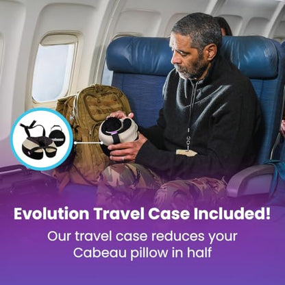 Cabeau Travel Neck Pillows for Airplanes The Neck's Evolution, TNE S3 Supportive Memory Foam Design for Long Haul Flights Attachable Seat Straps and 360 Support (Cairo Tan)