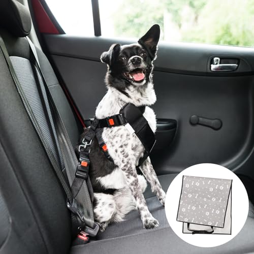 COLLBATH Waterproof Pet Car Seat Cover for Passenger Seat Gray Paw Print 110x50cm for Dogs