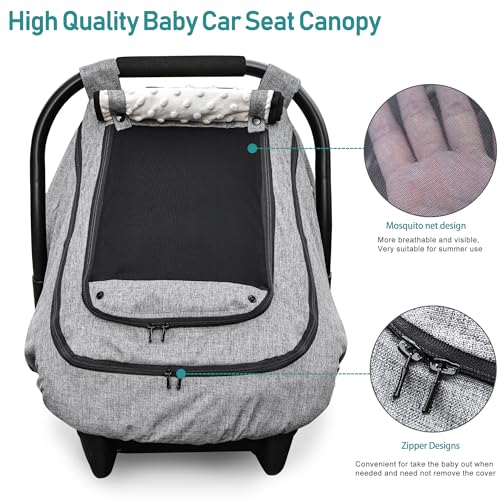 Waterproof Baby Car Seat Cover，YVMVDV Patented Cold Weather Carseat Cover for Babies,Infant Car Seat Cover Canopy for Boy Girls,Windproof Car Seat Canopy for Boys & Girls, Keeps Babies Warm - color: Thick-Gray