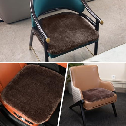 Faux Fur Car Seat Cushion 20 Inch, 18mm Medium Pile Seat Pad with Non-Slip TPE Backing for Cars, SUVs, Trucks, Office Chairs, Brown - color: Brown