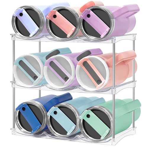 Water Bottle Organizer for Stanley 40 oz Tumbler - Stackable Water Bottle Holder for Cabinet Pantry Kitchen Organizers and Storage for Stanley Cup Holder Accessories, Tumbler Organizer Storage Rack - size: 9 bottles