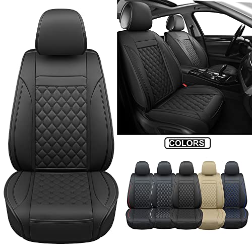 Car Seat Covers Front Pair,Universal Fit for Most Cars,SUV,Sedans and Pick-up Trucks,Automotive Faux Leather Vehicle Cushion Covers(Front Pair,Black) - color: Black, size: Front Pair