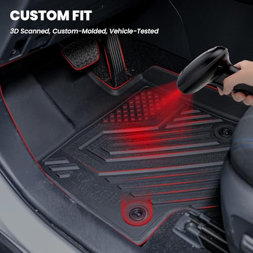 LASFIT Floor Mats for Kia Telluride 2027 (Only Fit Gas, Not Fit Hybrid), All Weather TPE Custom Fit Floor Liners 1st & 2nd & 3rd Row Car Mats Accessories, Black - size: 3)For Kia Telluride | 2027