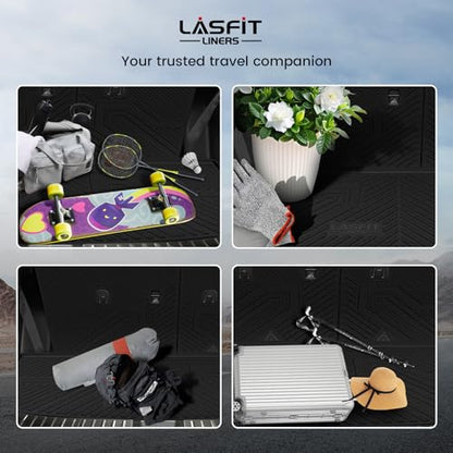LASFIT Cargo Trunk Mat & Backrest Mats for Hyundai Palisade 2025 2024 2023 2022 2021 2020 All Weather TPE Custom Fit Car Trunk Mats Cargo Liner & Seatback Mats Accessories, Black - size: 2)For Hyundai Palisade | 2020-2025 | Cargo