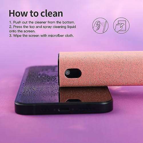 CUIUD Screen Cleaner Kit, Two in One Screen Cleaner Spray and Wipe, Touchscreen Mist Cleaner Spray Bottle for Phone/Laptop/Tablet/TV/Monitor/Car Screens(Pink) - color: Pink