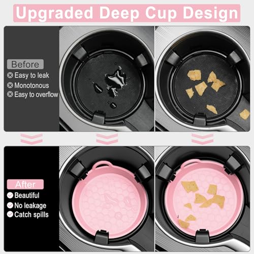 SINGARO Car Cup Holder Coaster, 4PCS Silicone Cup Holder Insert, Universal Non-Slip Cup Holders, Car Interior Accessories for Women and Man, Pink - color: pink