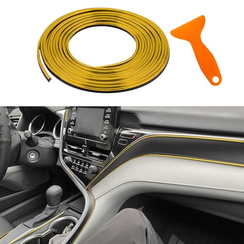 Car Interior Trim Strips, Car Door Trim, 32.8ft /10M Flexible Trim with Installing Tool, Automobile Molding Line Accessories for Door Panel Gap Instrument Panel (Electrogilding) - color: Electrogilding