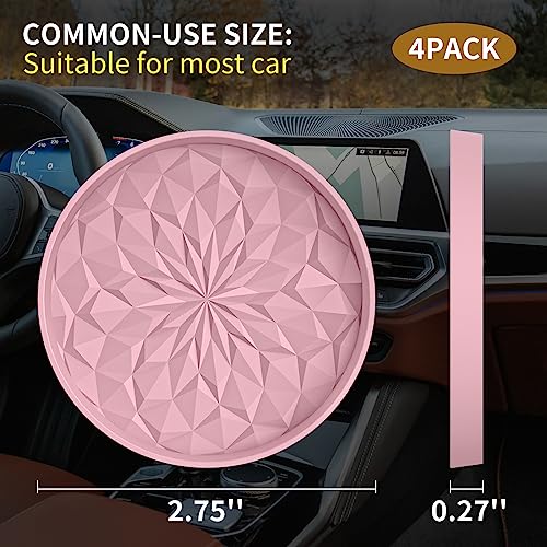 Car Coasters for Cup Holders [4 Pack] - 2.75In Silicone Auto Mug Mats - Universal Non-Slip Recessed Car Interior AccessoriesDusty Rose - color: 4 Pack-dusty Rose