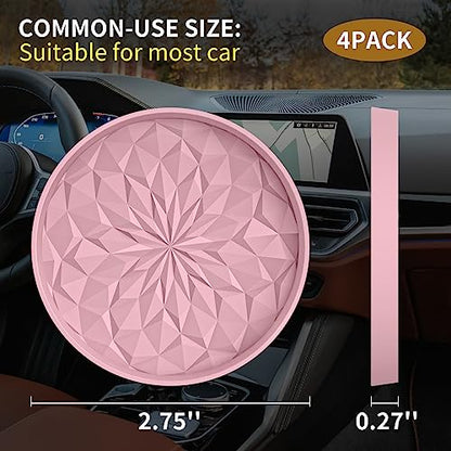 Car Coasters for Cup Holders [4 Pack] - 2.75In Silicone Auto Mug Mats - Universal Non-Slip Recessed Car Interior AccessoriesDusty Rose - color: 4 Pack-dusty Rose