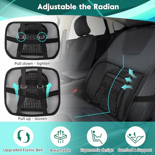 Mesh Back Lumbar Support, Back Support Seat Cushion with Breathable Mesh for Office Chairs Car 12” x 16” - color: Black