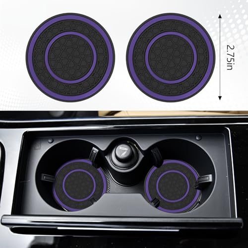 Wuyaoyao 8PCS Car Accessories Set, Bling Crown Leather Car Steering Wheel Cover w/Armrest Pad, Seat Belt Cover Pads, Gear Shift & Handbrake Covers, Cup Holder Coasters, Auto Interior Decor (Purple)