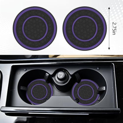 Wuyaoyao 8PCS Car Accessories Set, Bling Crown Leather Car Steering Wheel Cover w/Armrest Pad, Seat Belt Cover Pads, Gear Shift & Handbrake Covers, Cup Holder Coasters, Auto Interior Decor (Purple)