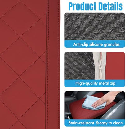 Hovom Car Center Console Armrest Pillow, 12.6"×7.87"×1.97" Leather Arm Rest Cover for Cars, Soft Comfortable Auto Armrest Cushion Pad, Vehicle Middle Console Cover, Car Accessories (Wine Red) - color: Wine Red
