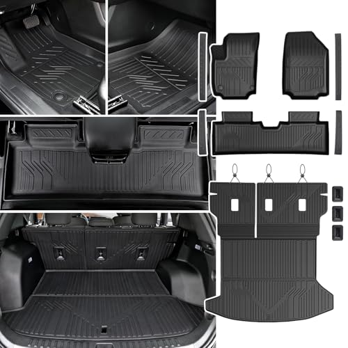 Floor Mats & Cargo Mat with Backrest Mat for 2025-2026 Chevy Equinox(Only Gas)/GMC Terrain, Door Sill Guards, All Weather TPE Car Floor Liners Trunk Mat Accessories for Chevrolet Equinox