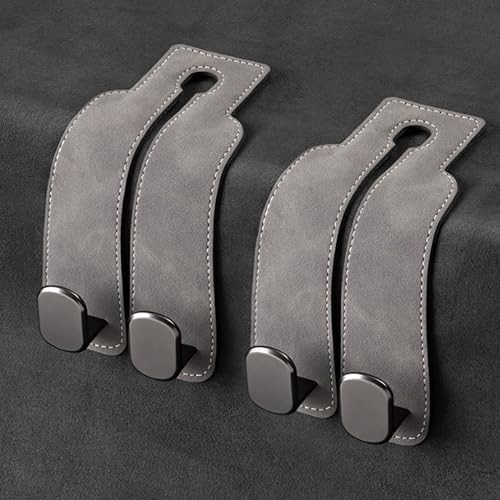 Amelity Universal Car Headrest Hooks, Women’s Car Interior Accessories for Purses Handbags Grocery & Backpacks, Gray 2 Pack