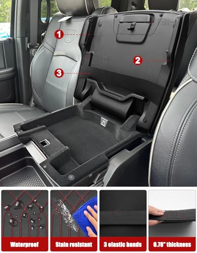 KBH Center Console Armrest Cover for 2019-2026 Dodge Ram 1500 2500 3500 5th Gen, Floor Console Bucket Seat, Arm Rest Cushion Pad Protector, Vinyl Leather, Black-Red Stitches - color: Black-Red Stitch