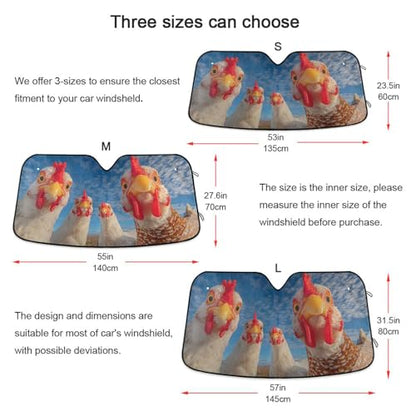 Sun Shade for Car Windshield Chicken Sky Foldable Sun Shield Heat and UV Protection Automotive Interior Protection - color: Chicken