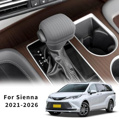 Gear Shift Knob Cover for Toyota Sienna 2021-2026 Silicone Center Console Gear Shift Head Protection Compatible with LE/XLE/XSE/Woodland Edition/Limited/Platinum(Gray) - size: Gear Shift Knob Cover