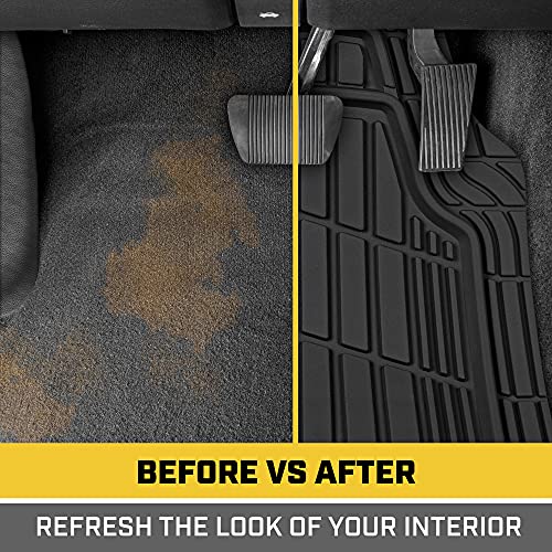 BDK Cat® CAMT-1003 (3-Piece) Deep Dish Rubber Car Floor Mats with Trunk Cargo Liner, Heavy Duty All Weather Trim to Fit Front & Rear Combo Set for Car Sedan SUV Van