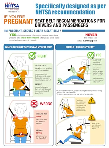 Car Seat Cushion for Pregnant Drivers and Passengers, NHTSA Recommended Prevent The Abdomen from Stress with Strap Adjuster, Memory Foam Seat Cushion for Tailbone Pain Relief, Sciatica & Back Support