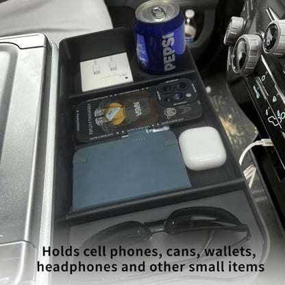 Center Console Seat Headrest Organizer for 2011-2024 2025 2026 Ford F150 F250 F350 F450 F550 F650 Accessories, Storage Tray with Non-Slip Rubber Mat (Jump Seat Only)