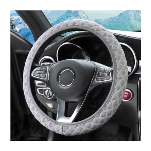 zipelo Elastic Stretch Steering Wheel Cover, Microfiber Breathable Ice Silk, Universal 15 Inch Anti-Slip Car Steering Wheel Protector, Warm in Winter and Cool in Summer, for Men and Women (Gray) - color: Gray