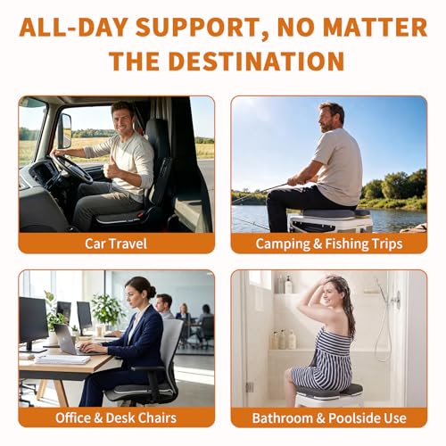 Gooo&Ma Car Seat Cushion & Office Chair Pad - Air Fiber Breathable U-Shape Cooling Cushion for Tailbone Comfort, Driving, Desk & Gaming, Ergonomic Washable Seat Pad with Non-Slip Base(Grey)