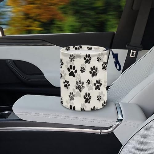 Cute Paws Car Waste Basket Can Universal Compact Rubbish Holder Mini Car Organizer for Car Garbage - color: Cute Paws