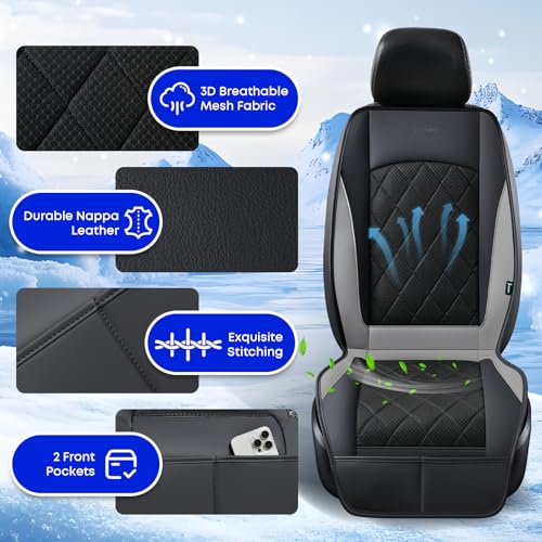 FLORICH Cooling Car Seat Cover, Ventilated Seat Cushion Cooling Car Seat Pad for Summer Driving with Powerful Turbo Fans Universal Fit for Car SUV Truck Van-Light Grey - color: Light Grey