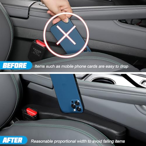 Mandark Car Seat Gap Filler, 2PCS Leather Vehicle Gap Stopper to Fill Between Seat and Console, Automotive Crevice Plug Blocker Accessories from Dropping, Universal for SUV, Sedan, Truck (Black) - color: Black