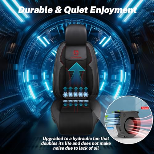 Cooling Car Seat Cushion with 10 Powerful Fans, 12V-24V Ventilated Cooling Car Seat Cushion，3-Speed Adjustable Breathable Cooling Seat Cover for Car SUV Truck Universal Fit (Black) - color: BLACK