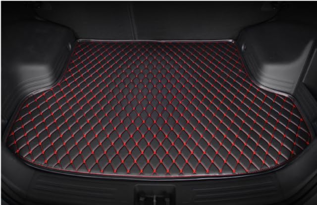 Custom Car Cargo Mat Car Boot Liner Waterproof Anti-Slip All Weather Protection Leather Material, Compatible with 99% Car Model Trunk Carpet Liners (Black red) - color: black red