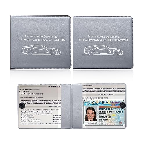 Ziciner Car Registration Insurance Holder, 2Pack Essential Auto Card Document Glove Box Organizer with Touch Fastener, Vehicle Interior Accessories Perfect for Most Car, Truck, SUV(Gray/Small Car) - color: Gray/Small Car
