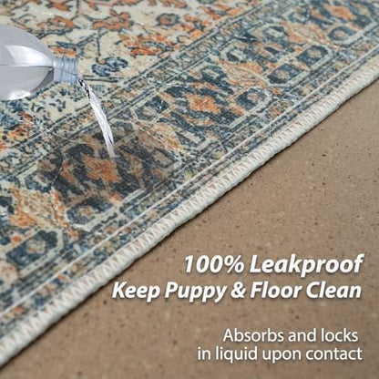 Washable Pee Pads for Dogs, Stylish, Non-Slip and Leak-Proof Pee Pads. Reusable Potty Pads for Dogs for Crates and Floors.(Beige/Multi, 18" x24" )