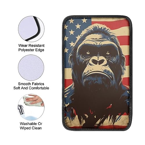 Car Center Console Pad, Universal Waterproof Car Armrest Seat Box Cover, Car Interior Accessories for Most Vehicle SUV Truck Vintage American Flag Gorilla Car Armrest Pad - color: vintage american flag gorilla