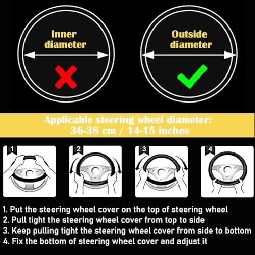 Bling Fluffy Steering Wheel Cover for Women Girls, Rhinestone Diamond Sparkling Fur Steering Wheel Protector Elastic Steering Wheel Covers Winter Warm Universal Fit 14-15 inches - Pink - color: Pink