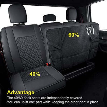 LUCKYMAN CLUB F150 Full-Set Seat Covers J03-Q3 with Waterproof Faux Leather, Fit 2015-2026 Ford F150 and 2017-2026 F250 F350 F450 (Full Set, Black) - color: Black, size: Full Set